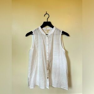 Eileen Fisher - XS, white linen sleeveless button down